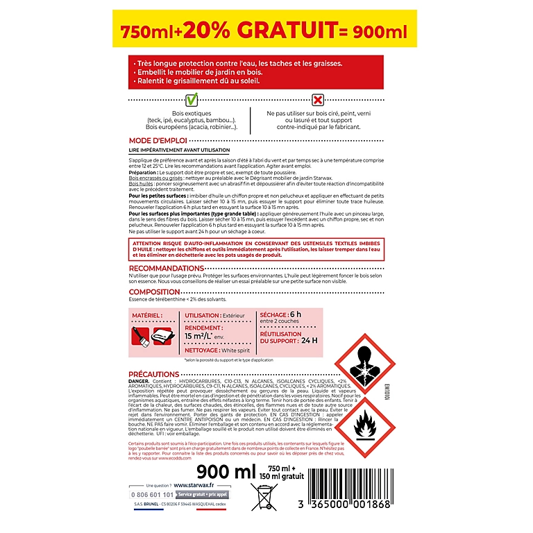 Castorama Huile Teck Très Longue Protection 750ml + 20 % 3 Castorama Huile Teck Très Longue Protection 750ml + 20 %