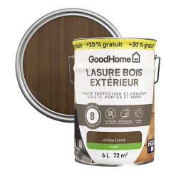 Castorama Lasure Bois Extérieur GoodHome Chêne Foncé Satin 8 Ans 5L + 20% Gratuit