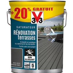Castorama Rénovateur Terrasses Et Bardages Bois Grisé V33 5L + 20% Gratuit